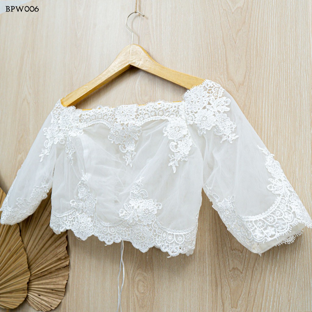 [STOK TERBATAS] AKSESORIS WEDDING BOLERO PESTA BROKAT LACE PUTIH BPW006