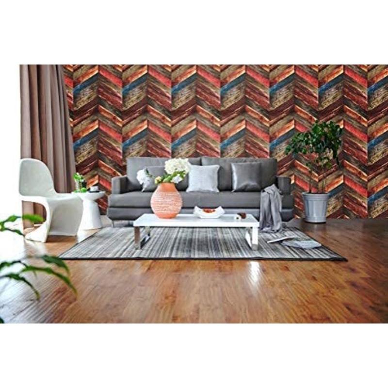 Wallpaper Sticker Dinding Kayu Vintage Panah 10mx45cm