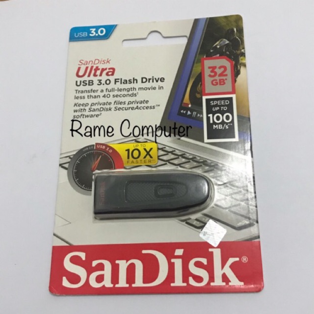 FD SANDISK ULTRA USB 3.0 32GB SPEED UP TO 100 MB/s 10x Faster ORIGINAL  FLASHDISK RESMI