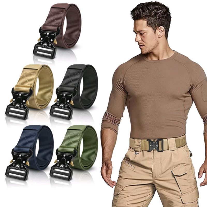 Ikat Pinggang Pria Kopel Tactical Military Gesper Outdoor Sabuk Kanvas Nylon Fast Unlock Buckle