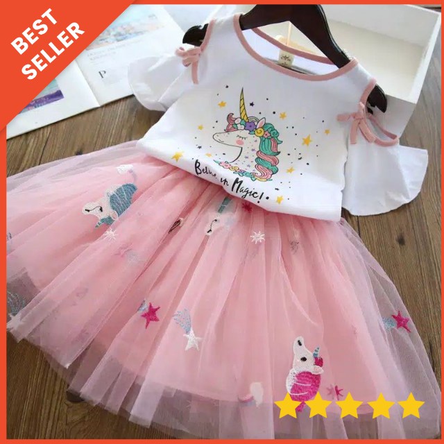 [1-6T] SETELAN BAJU ROK TUTU OVERALL DRESS ANAK BOWIE / SETELAN ROK TUTU IMPORT 1-6 TAHUN BOWIE / SETELAN ROK TUTU ANAK BOWIE