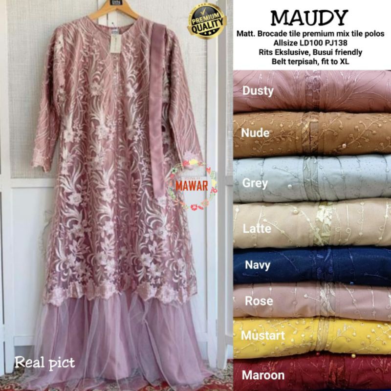 GAMIS PESTA MAUDY BROKAT TILLE PREMIUM
