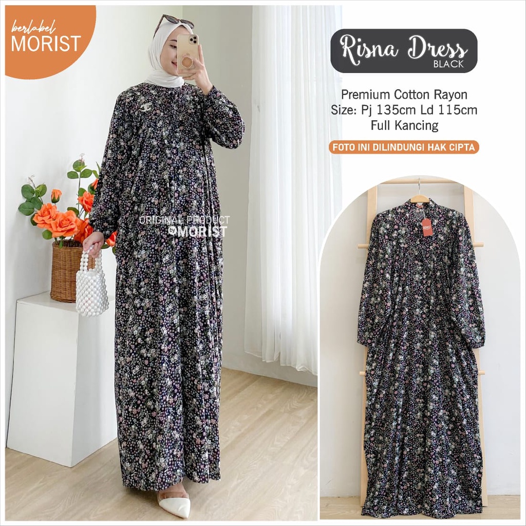 Risna Black Dress Gamis Original by Morist Berlabel / 87