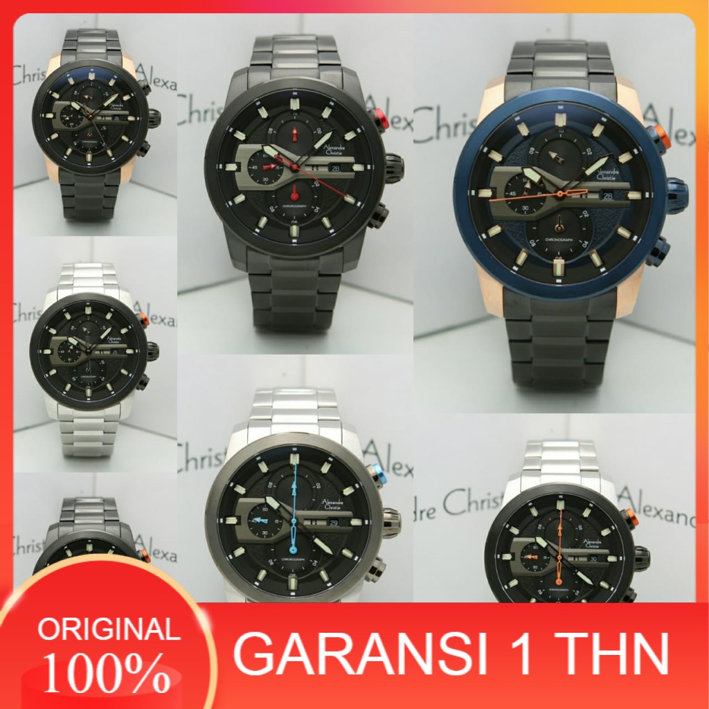 JAM TANGAN PRIA ALEXANDRE CHRISTIE AC 6559 AC6559 BLACK RED ORIGINAL