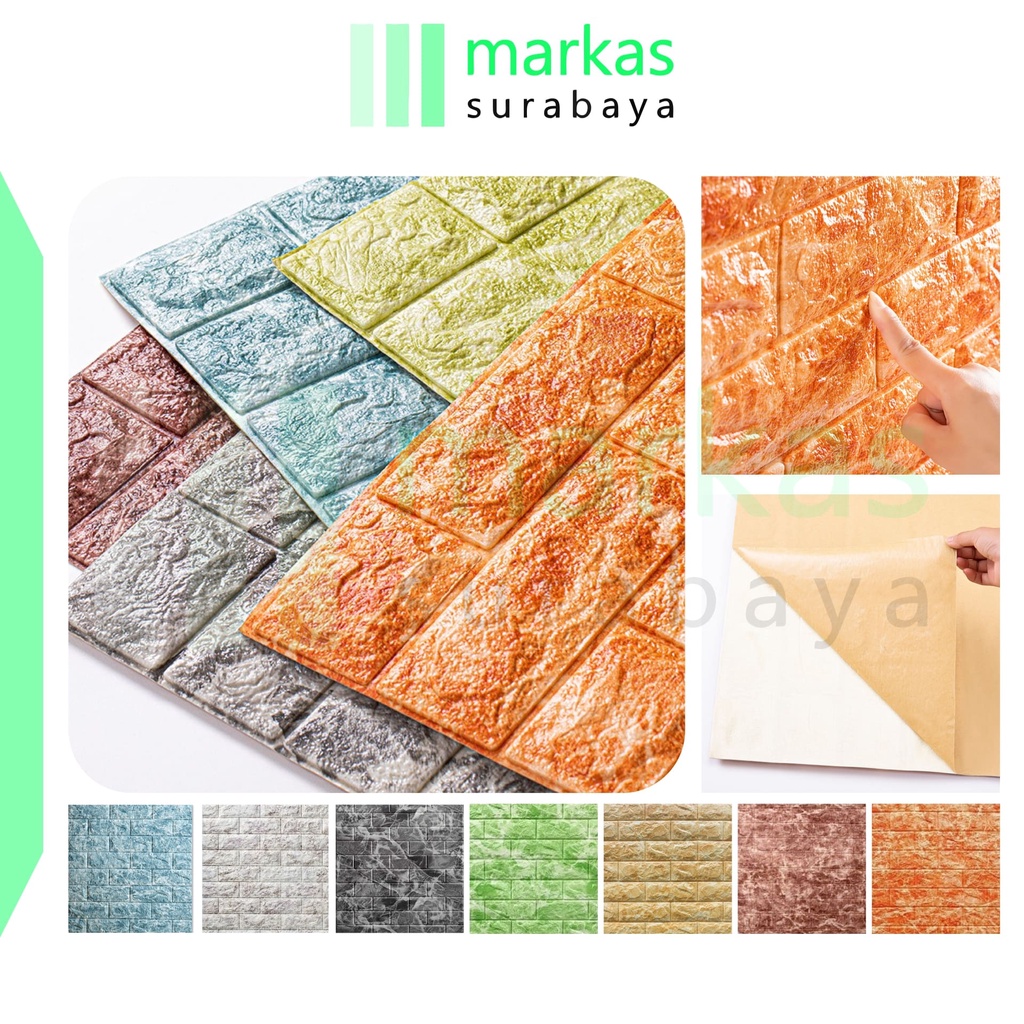 MARKAS - HL0201 Wallpaper Dinding 3D Foam Kecil Motif Bata Gradient