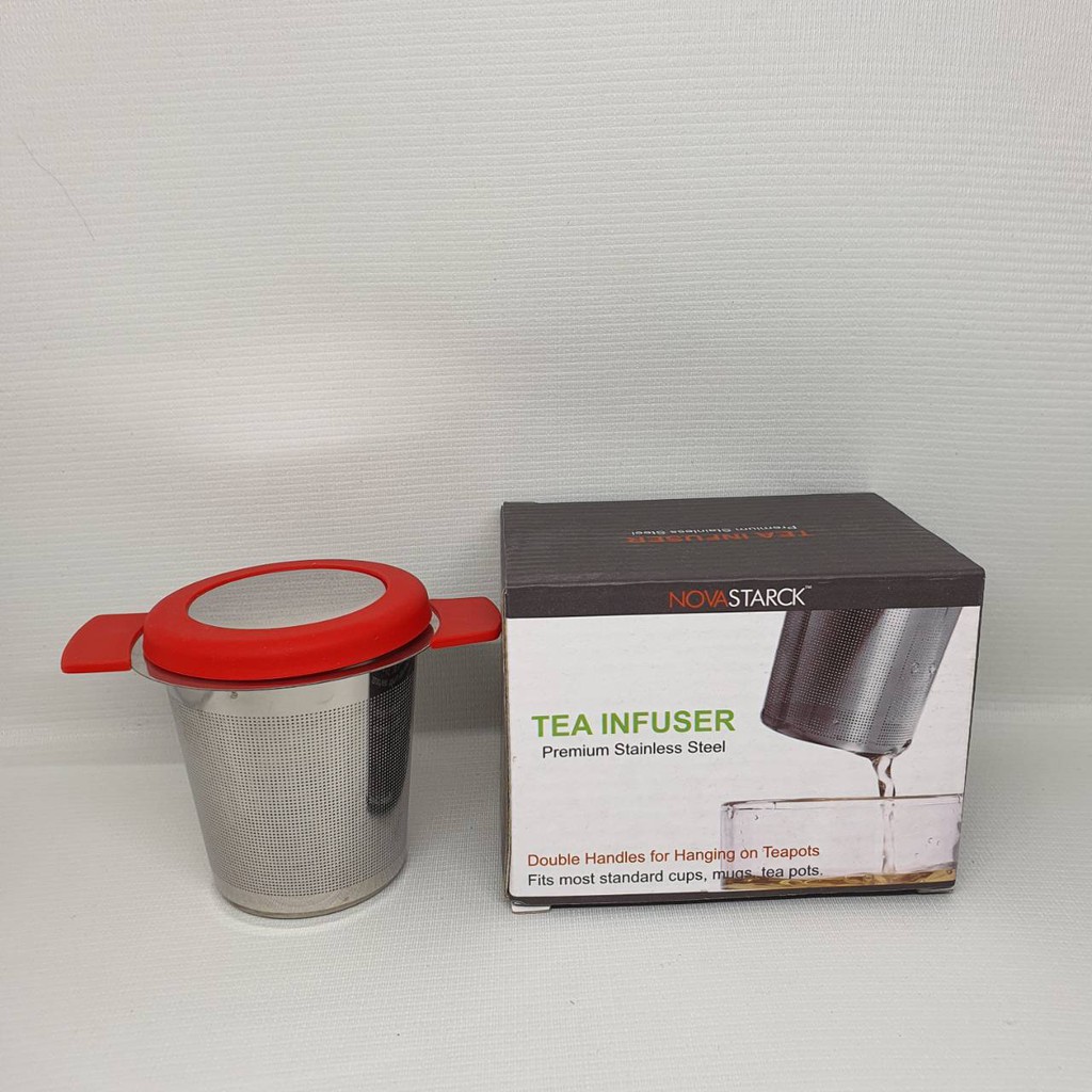 tea disfuser saringan teh stainless dengan pegangan silicon