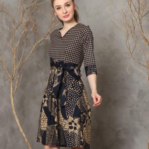 Cali - Florence Dress Batik Wanita - Navy, Standard