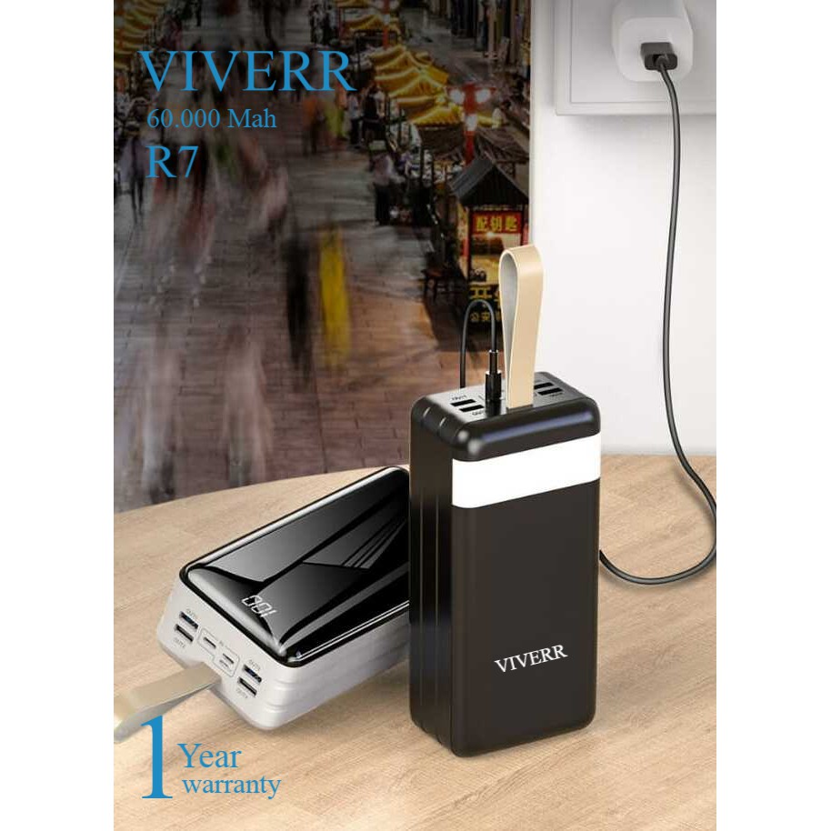 Powerbank VIVERR R7 Kapasitas 60.000 MAH REAL 100% Garansi 1 Tahun.