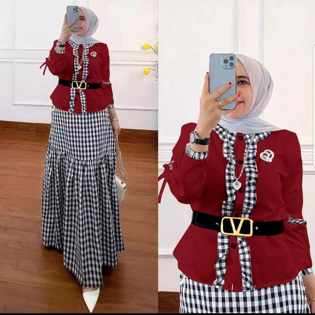 Setelan Wanita Terbaru One Set Jumbo Baju Wanita Kekinian Ootd Wanita Set Nadine Set