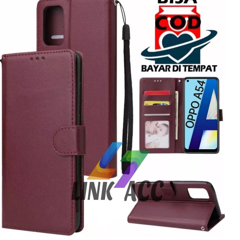 CASE FLIP OPPO A54 LEATHER CASE PREMIUM-FLIP WALLET CASE KULIT UNTUK OPPO A54 - CASING DOMPET HP