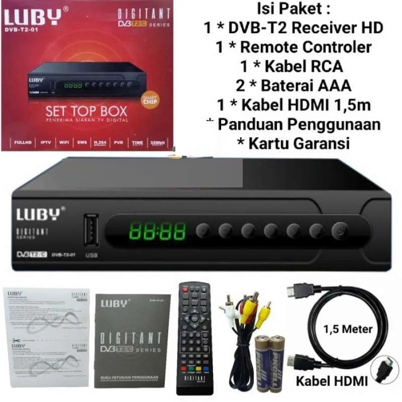 Luby Set Top Box DVBT2/C Receiver TV STB Digital DVB T2-01 dan DVB T2-02