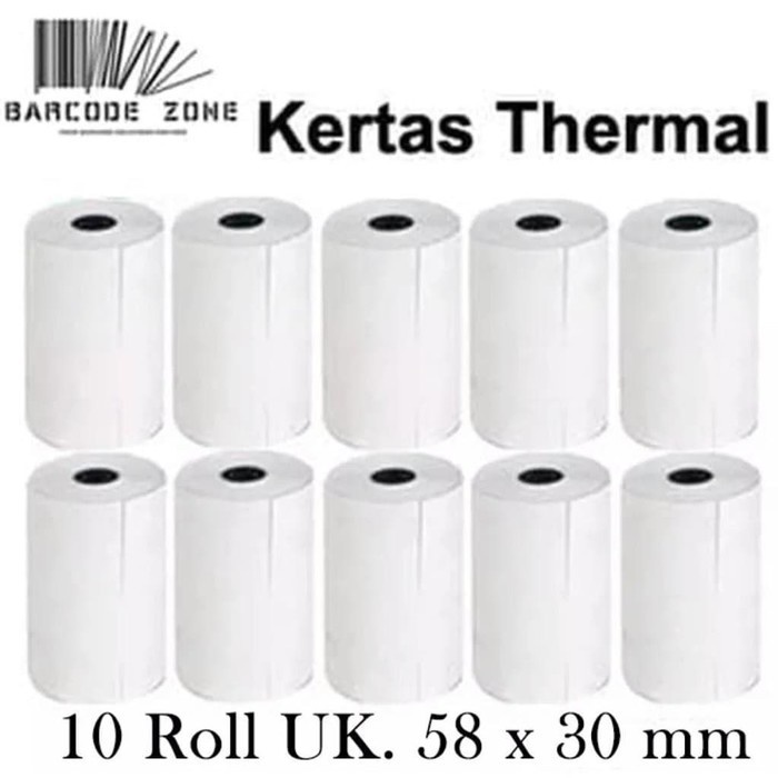 

KERTAS STRUK THERMAL 58x30mm - EDC / Kertas Printer Bluetooth Isi 10