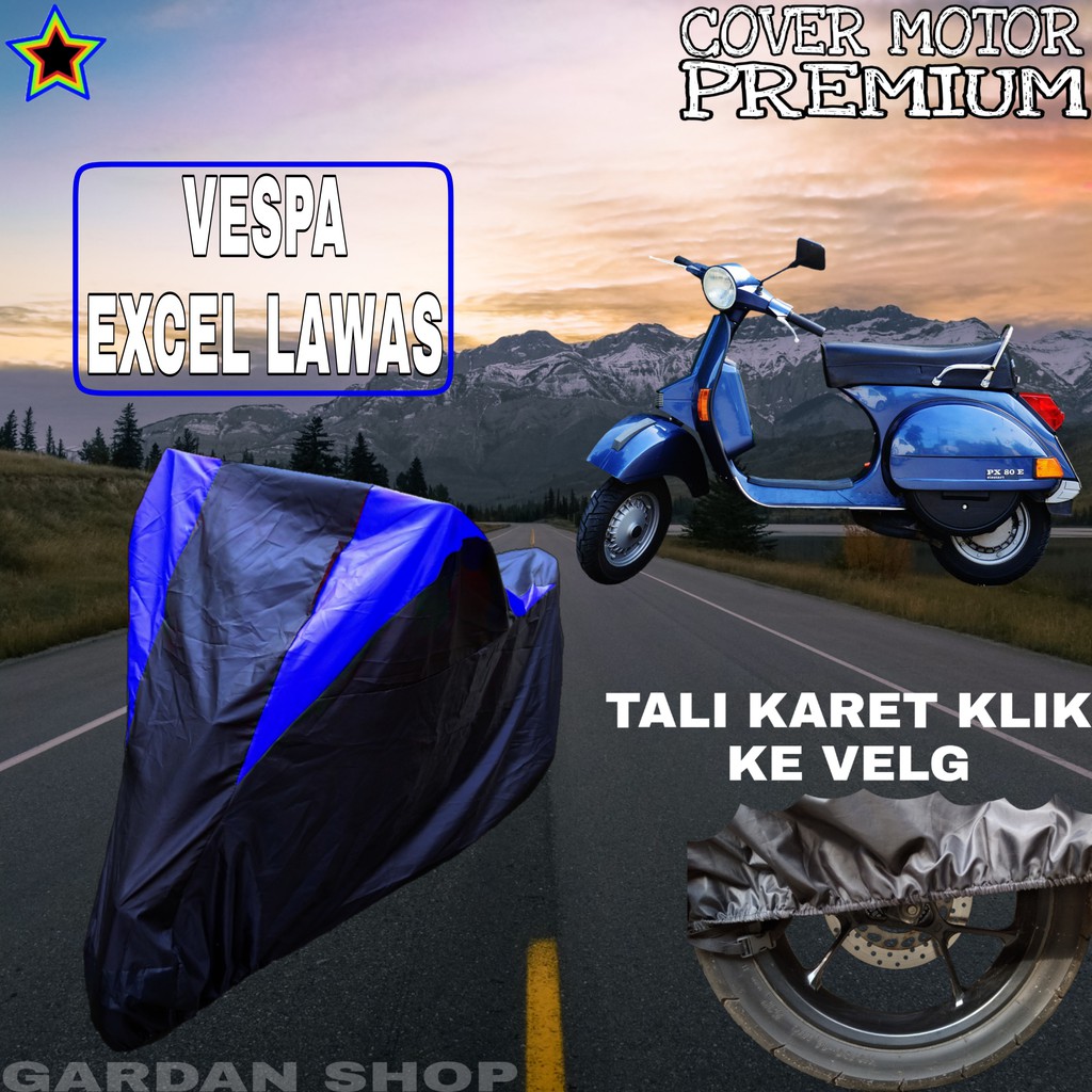 Sarung Motor VESPA EXCEL LAWAS Hitam BIRU Body Cover Vespa PREMIUM
