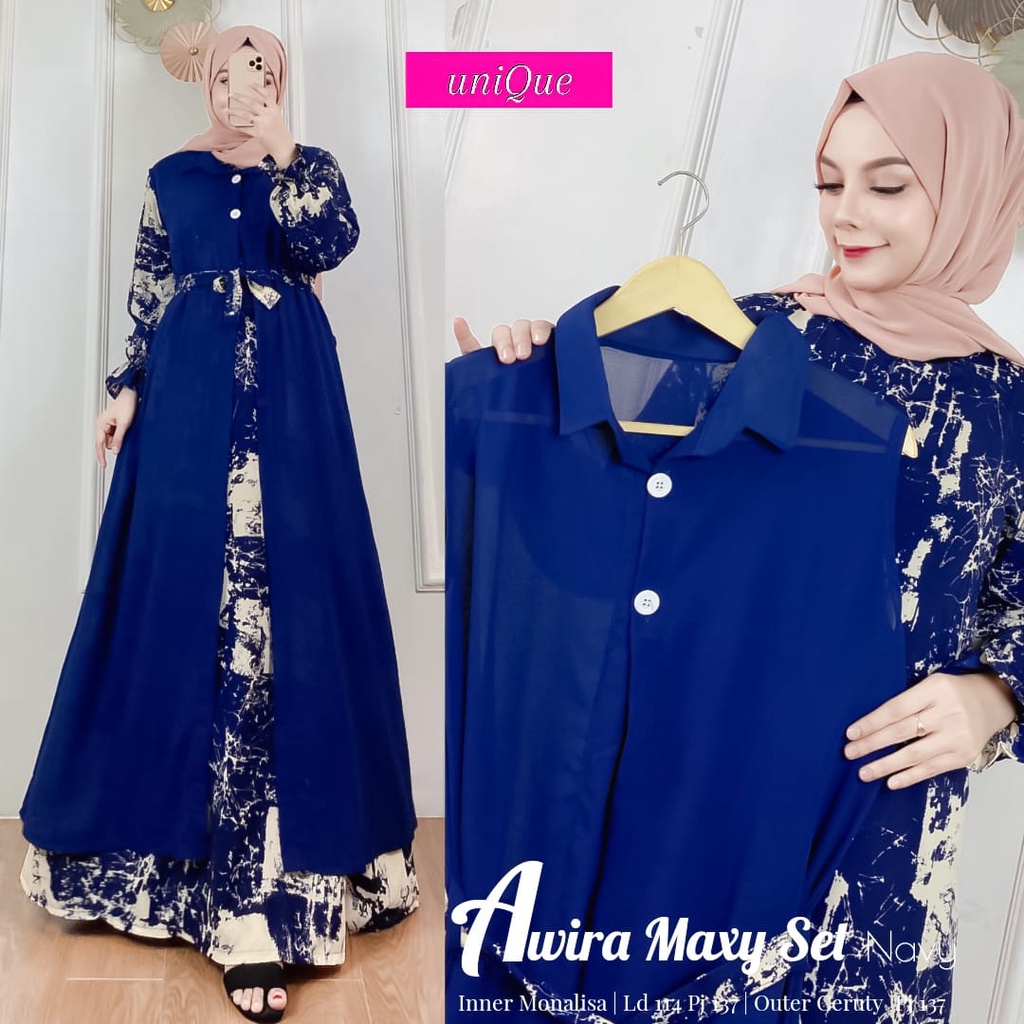 Awira maxy Set/Dress/maxi dress/baju Muslim/Gamis/Pakaian Muslim/Baju wanita