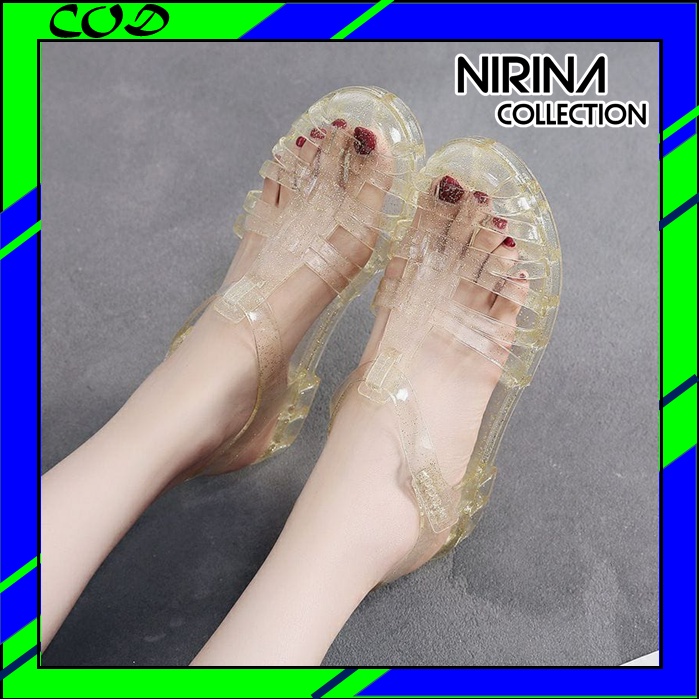 Sandal Jelly Shoes Dewasa Tranparan Gliter Wanita karet Anti Slip/Sendal Kekinian korean Style /jelly shoes import/sepatu sandal slippers