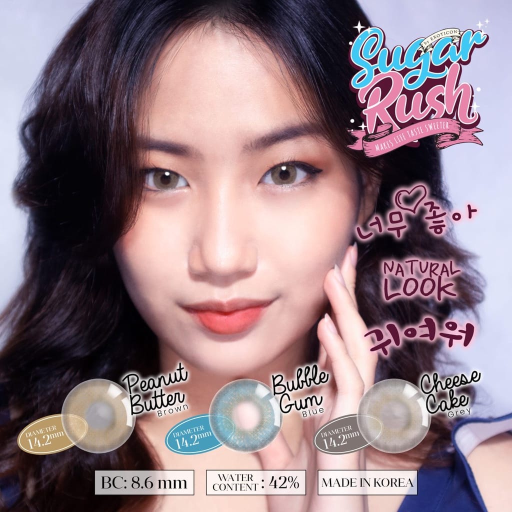 Paket Softlens X2 EXOTICON SUGAR RUSH 14.2mm (Normal) + X2 60 ml + Penjepit / Pinset