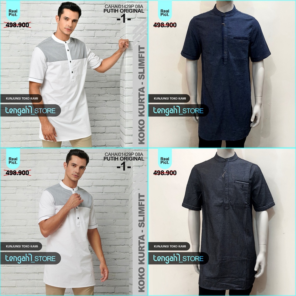 【COD】Baju Koko Pria Lengan Pendek Pola Slimfit CARDINAL | Kemeja Koko Kurta Tangan Pendek