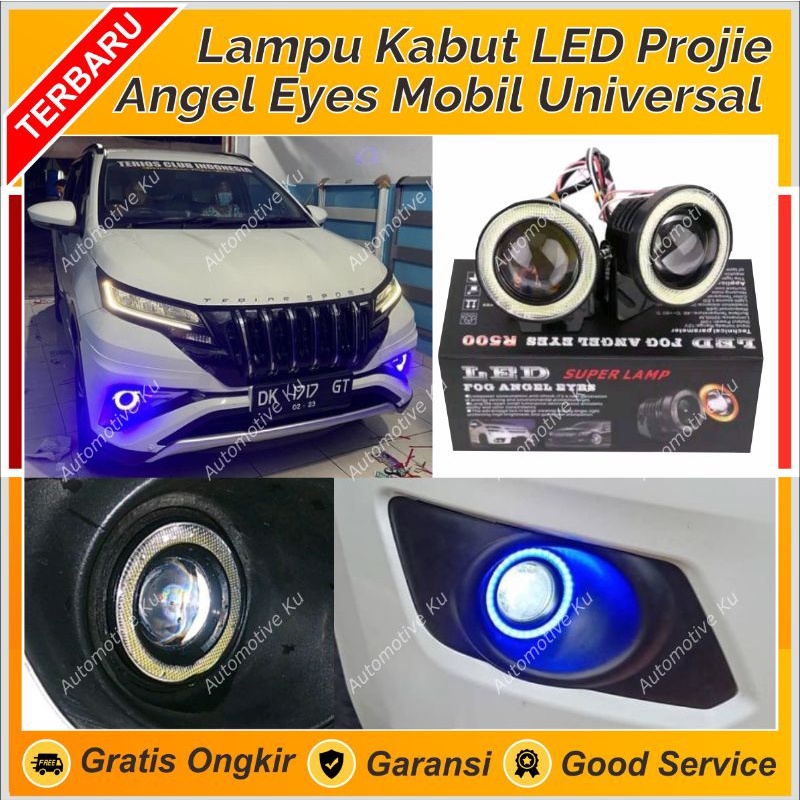 LAMPU KABUT MOBIL LED FOGLAMP + ANGEL EYE PROJIE TEMBAK KABUT 89 MM 89MM 2 MODE TERMURAH : AVANZA XE
