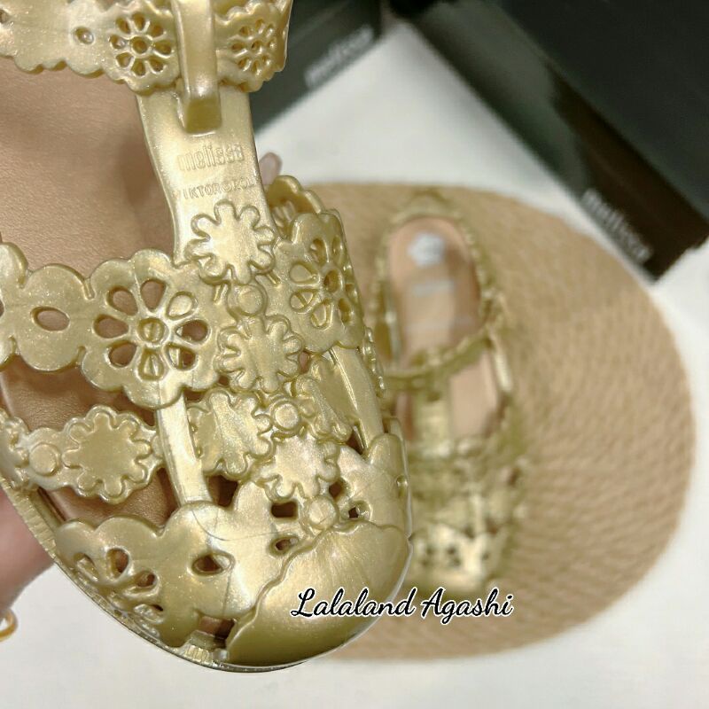 Sepatu  Melissa Possession Lace + Viktor And Rolf Ad GOLD/Sepatu jelly wanita/Sepatu melissa Gold