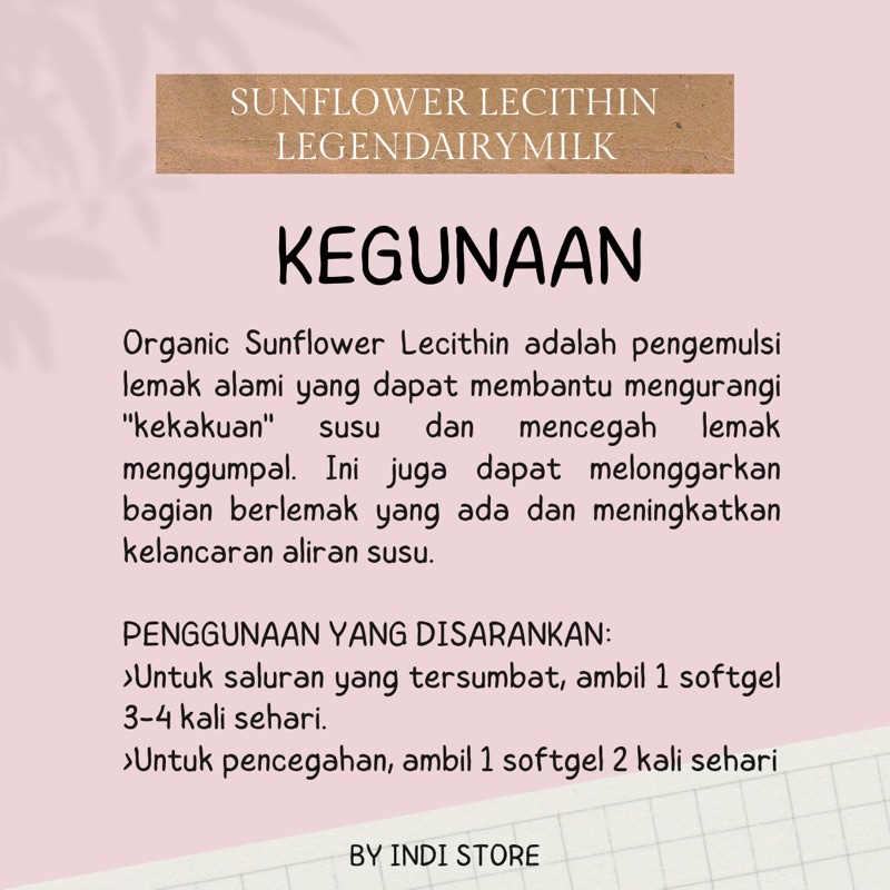 [ECER] Pereda Sumbat pada P-ayudara BengkakAnti Mastitis Sunflower Lecithin by Legendairy Milk