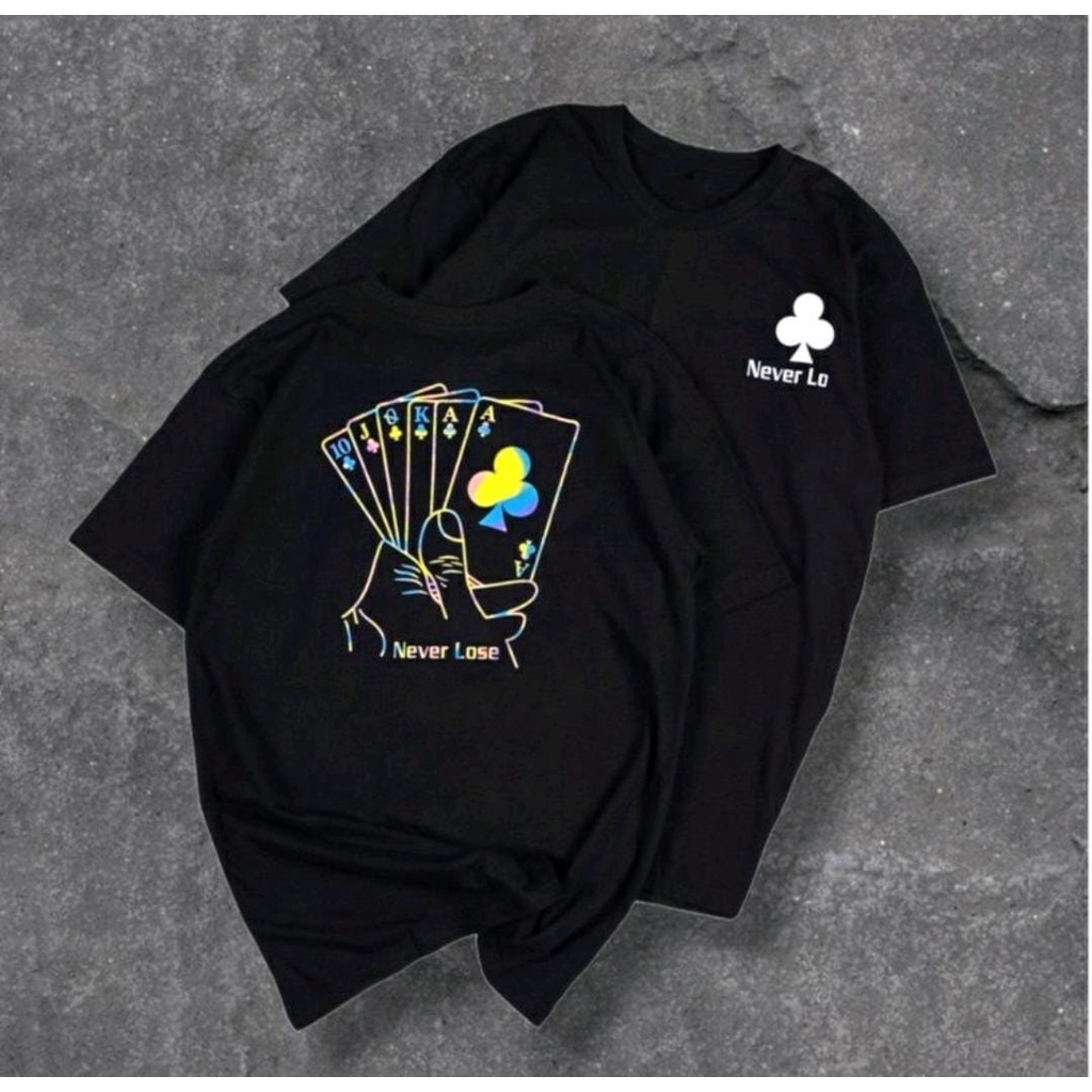 Kaos Distro Pria Bergambar Motif Kartu Remi - Kaos Remi - Baju Kaos Pria