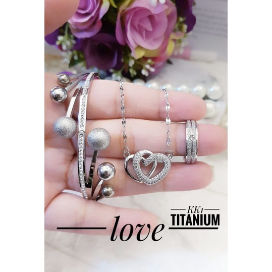 TiTanium set asesoris gelang Cincin Kalung Wanita H11