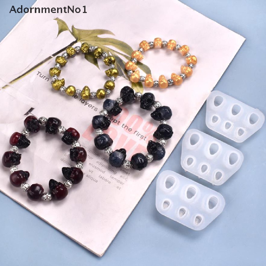 (AdornmentNo1) Cetakan Resin Epoksi UV Bentuk Tengkorak 3D Bahan Silikon Untuk Membuat Perhiasan DIY