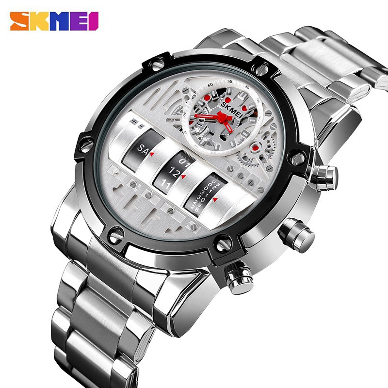 SKMEI 1558 Jam Tangan Pria Analog Tali Stainless WATCHKITE WKOS