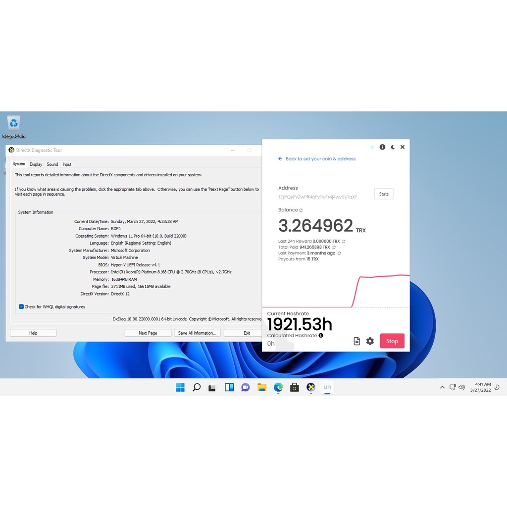 RDP Support,Emulator, Mining & Tutor Windows,Linux,dll  Spek 4/8 VCPU 8/16GB RAM 128 SSD