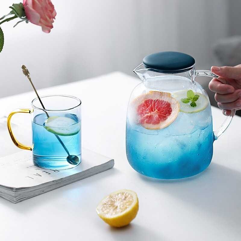 Teko Pitcher Minuman Kaca Unik Teh Kopi Jus Borosilicate Glass 1800ml