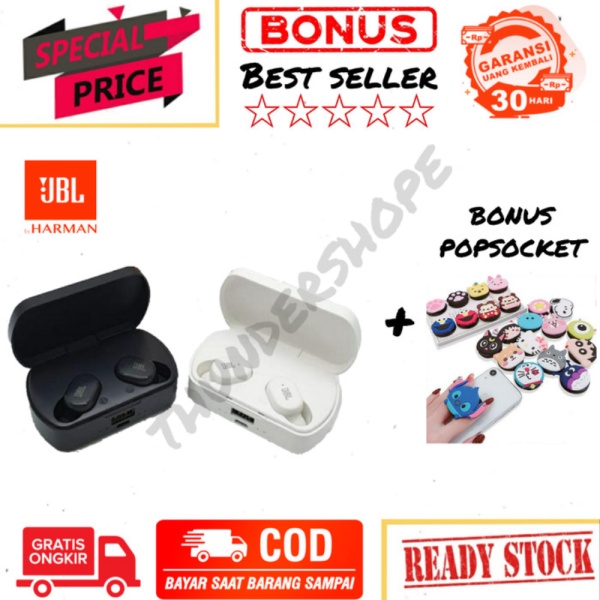 Promo EARPHONE JBL HEADSET BLUETOOTH SUPER BASS TWS CHARGING CASE ORIGINAL - Putih Diskon