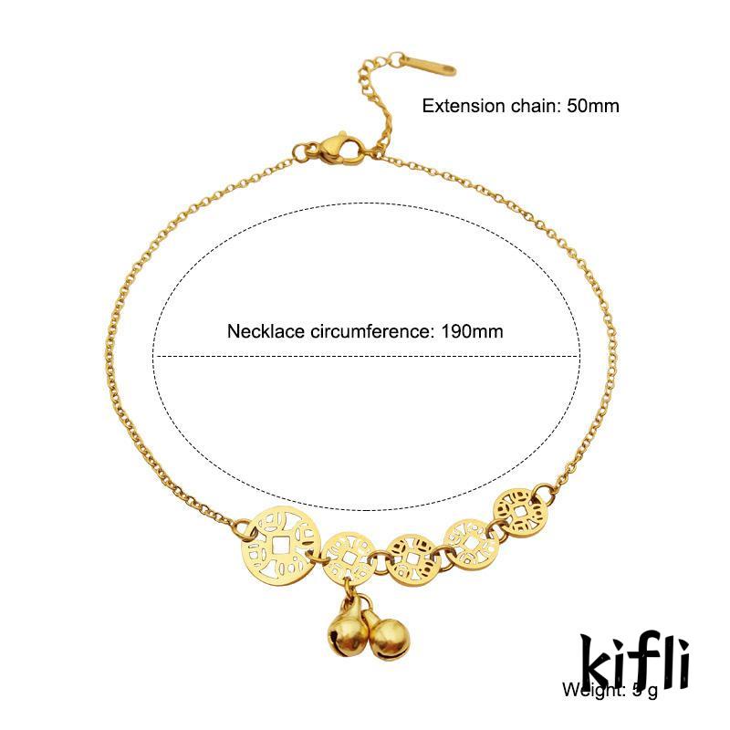 Gelang Kaki Bahan Titanium Steel 18K Dengan Liontin Koin Tembaga