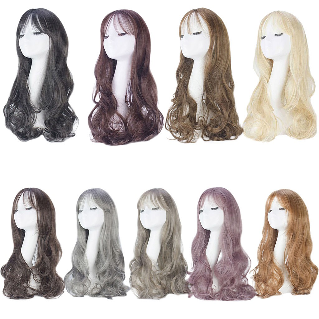 Wig Rambut Palsu Model Panjang Keriting Bergelombang Wig Rambut Palsu Model Panjang Keriting Bergelombang