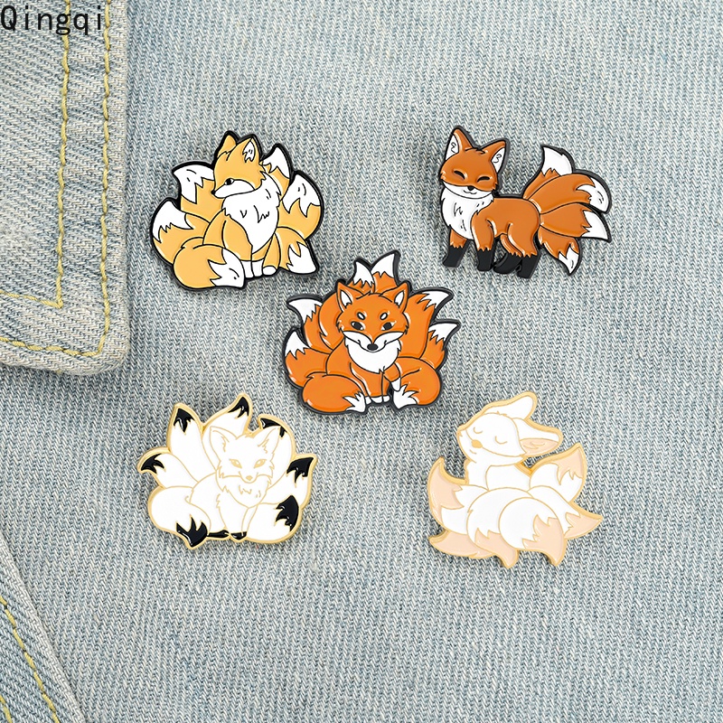 Bros Pin Enamel Bentuk Kartun Hewan Rubah Untuk Hadiah Anak