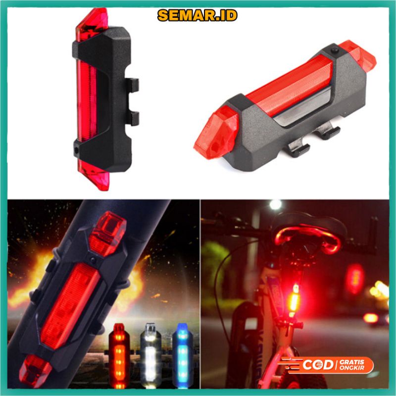 Defensor Lampu Sepeda 5 LED Taillight Rechargeable - DC-918