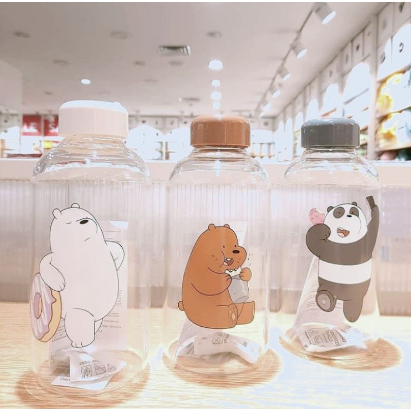 MINISO BOTOL MINUM KACA/BOTOL WE BARE BEARS/BOTOL LUCU