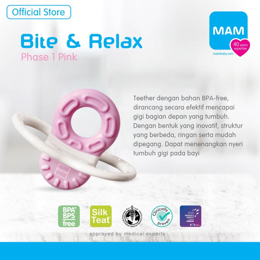 Mam Bite &amp; Relax Phase 1 (2m+) - Gigitan Bayi - Teether Gigitan Bayi