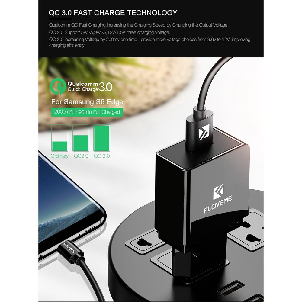 GS8 Charger USB Qualcomm Quick Charge 3.0 1 QC 3.0 2 Port 3 A  Port / 1 PORT GS-552 Batok Cas HP Android DCAE Full Speed