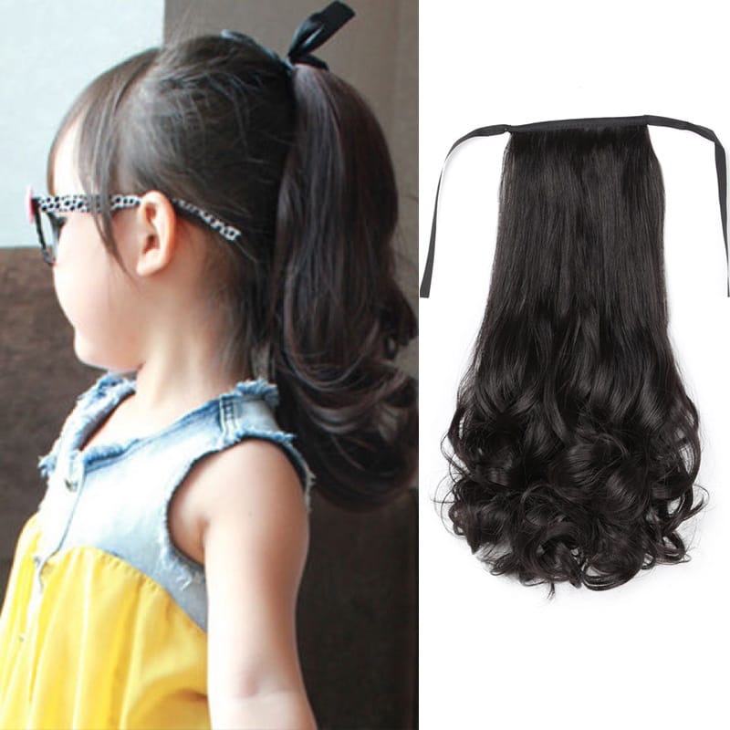 HZ Wig Ponytail Anak Rambut Palsu Extension Hair Clip Ponytail Model Pendek Keriting 38cm Ponytail Curly Tali