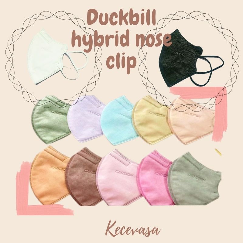 MASKER DUCKBILL HYBRID NOSE CLIP 5 PLY KAWAT HIDUNG WARNA HITAM PUTIH EARLOOP MOTIF BATIK DEWASA LEM
