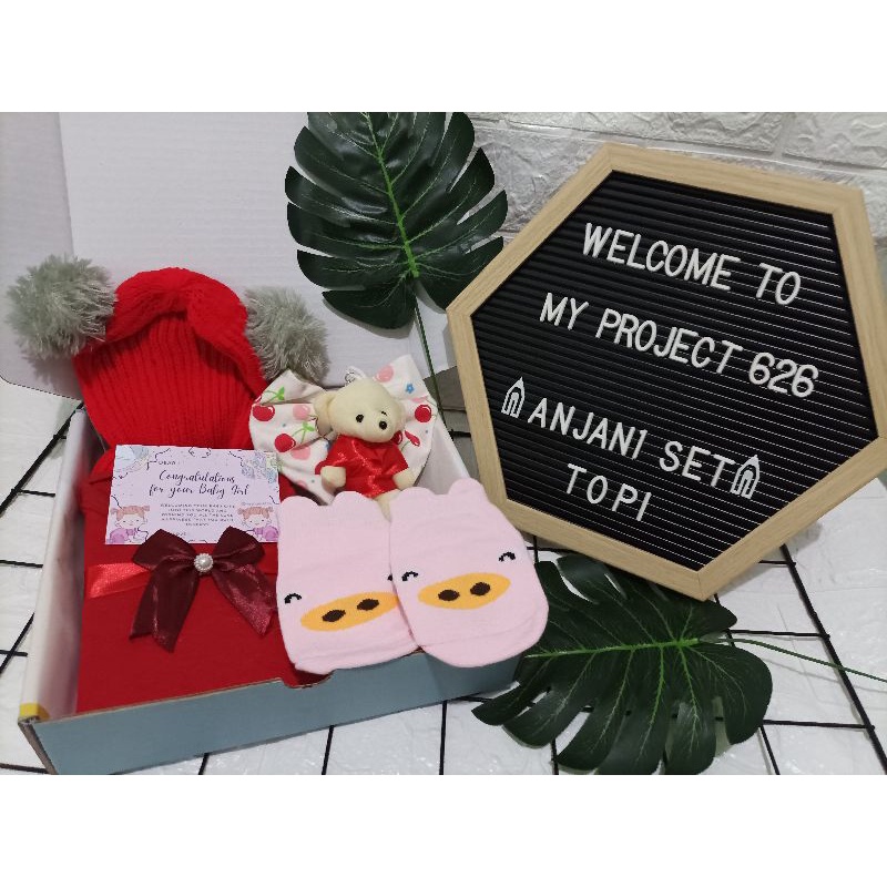 ANJANI SET | BABY HAMPERS BAYI GIFT KADO SET | PAKET LAHIRAN BAYI LAKI - LAKI PEREMPUAN UNISEX-Kupluk Red