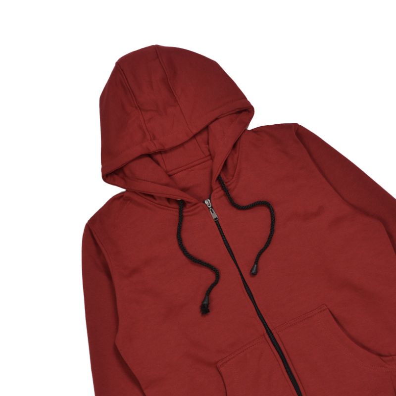 LinkaweOriginal Jaket Hoodie sletting Basic M L XL free sticker & gantungan kunci pria dan wanita 2-Marun