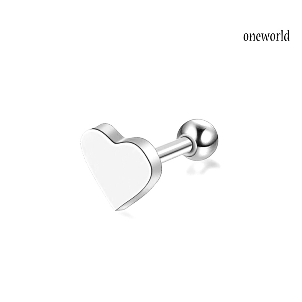 OW@ 1Pc Earring Heart Shape Decorative Alloy Girls Geometric Stud Earring for Festival