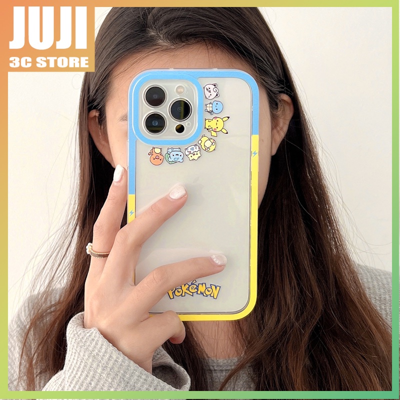 Pok Mon elf Kartun 360 Derajat° Soft case Silikon Transparan Motif Mata Kartun Untuk iphone x xs xr xsmax 11 12 13 pro max