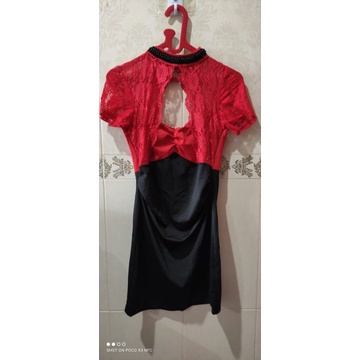 DRESS RED MERAH LACE BROKAT