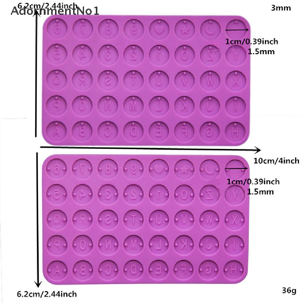 (AdornmentNo1) Cetakan Resin Bentuk Bulat Motif Huruf / Angka Untuk Membuat Perhiasan DIY