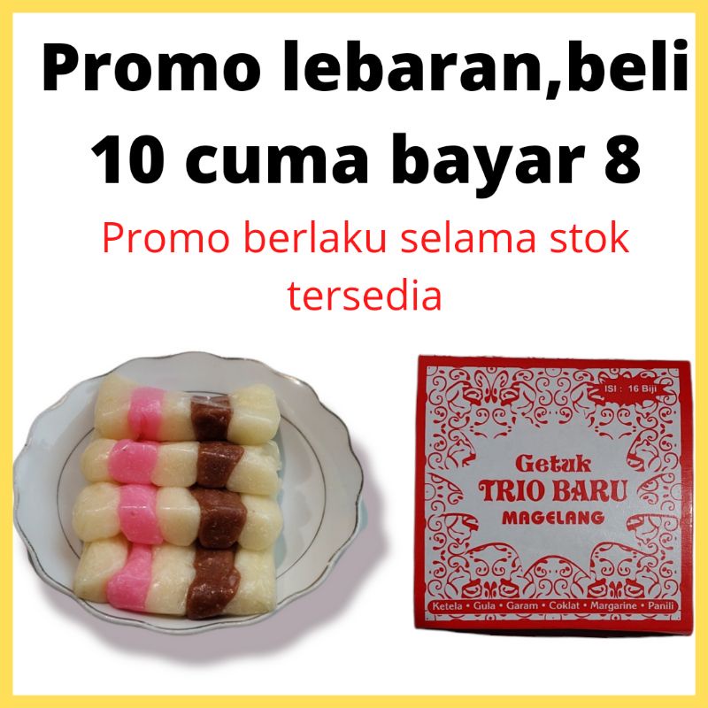 

promo getuk trio baru khas magelang bayar 8 dapat 10,harga normal 250rb cuma bayar 200rb
