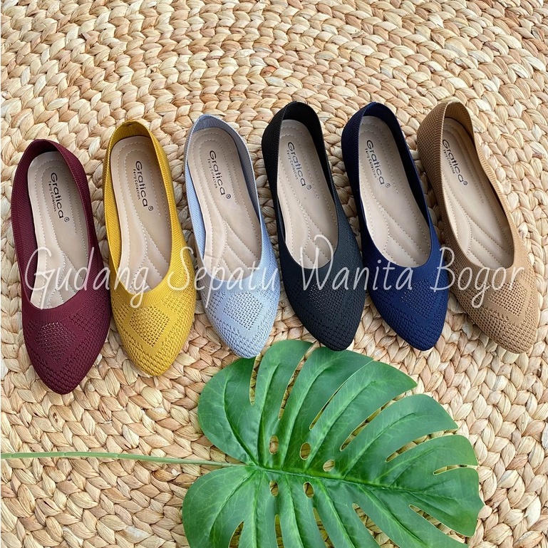 Gratica Sepatu Wanita Flat Shoes Rajut Lancip MARION AW 92