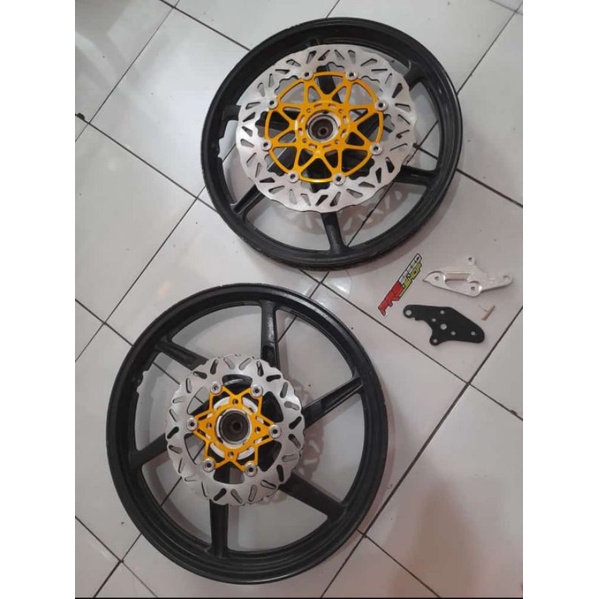 Disc piringan cakram VND satria 2tak satriaR hiu lumba depan belakang set breket kaliper standart or