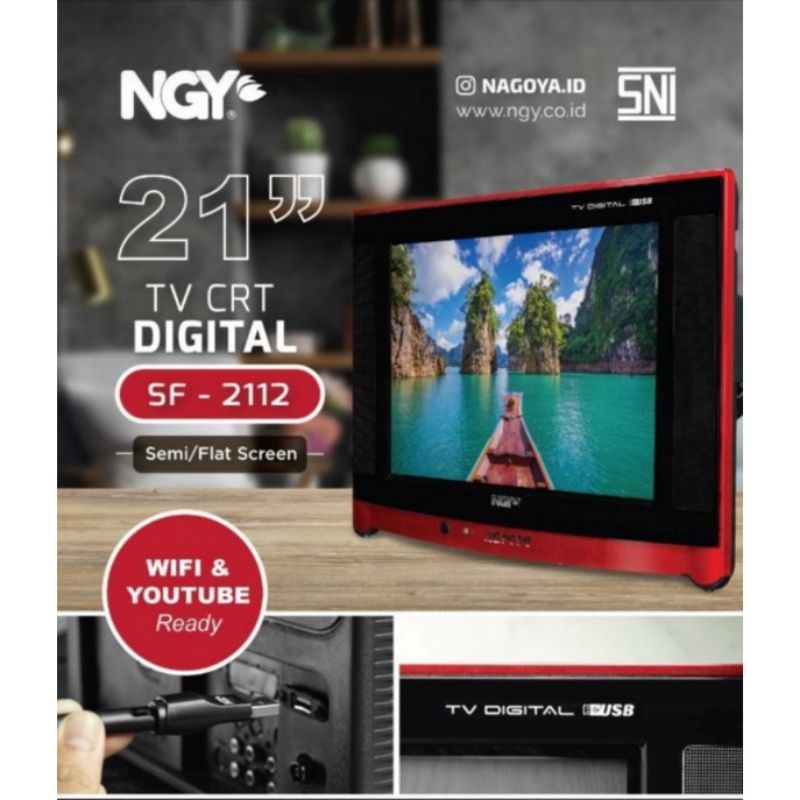 NAGOYA TV TABUNG CRT DIGITAL 21 INCH SF-2112 LAYAR SEMI